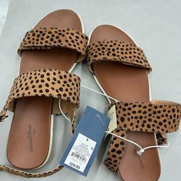 Universal Thread Natalie Easy Closure Leopard Print Strap Sandals Brown 7.5 - Picture 1 of 6
